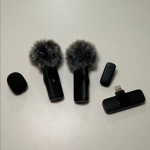 Wireless Microphone Set with Furry Windscreens